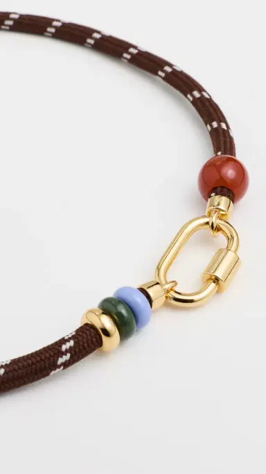 Madewell Semiprecious Carabiner Paracord Charm Necklace Dark Carob One Size | Thumbnail 4
