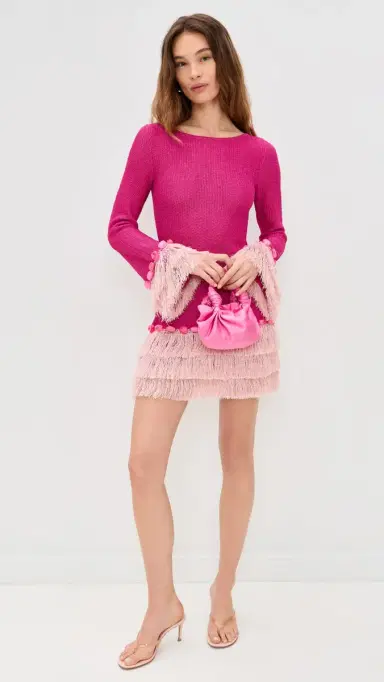 The Wolf Gang Casilda Mini Dress Flamingo | Thumbnail 5