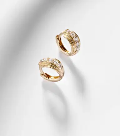 Stone and Strand Dainty Boulevard 14kt gold huggie earrings with diamonds | Thumbnail 5