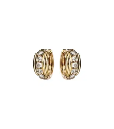 Stone and Strand Dainty Boulevard 14kt gold huggie earrings with diamonds | Thumbnail 1