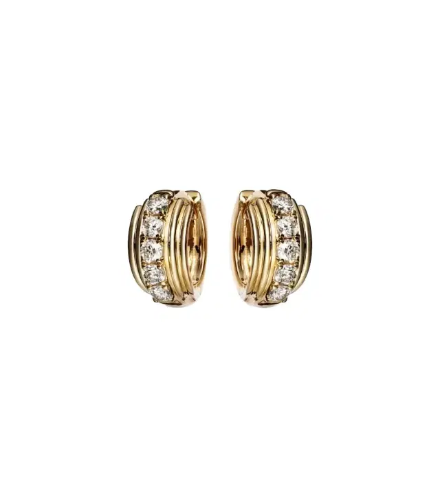 Dainty Boulevard 14kt gold huggie earrings with diamonds