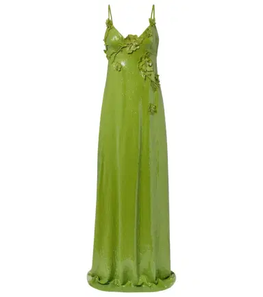 Oscar de la Renta Floral-appliqué sequined jersey gown | Thumbnail 1