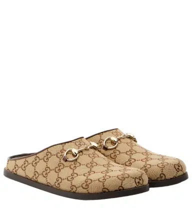 Gucci GG leather-trimmed mules | Thumbnail 1 Gucci GG leather-trimmed mules | Thumbnail 1