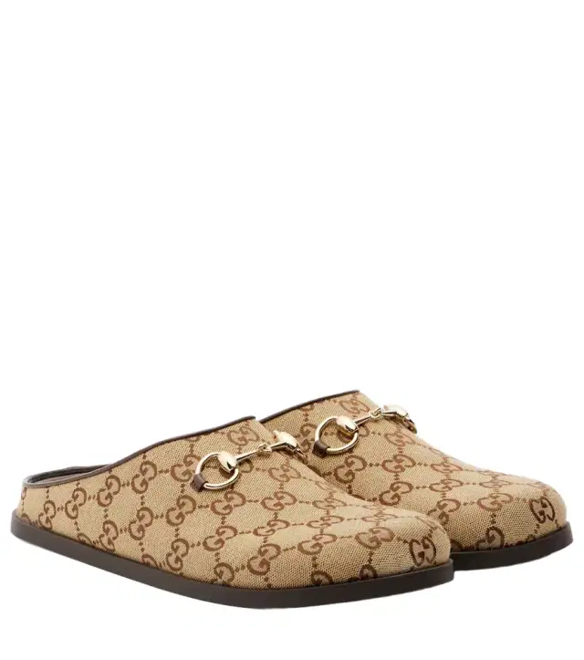 Gucci GG leather-trimmed mules