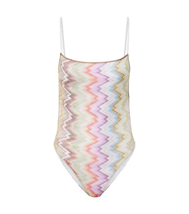 Zigzag open-back swimsuit