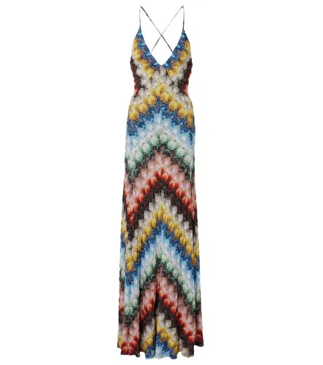Missoni Zigzag open-back lamé gown