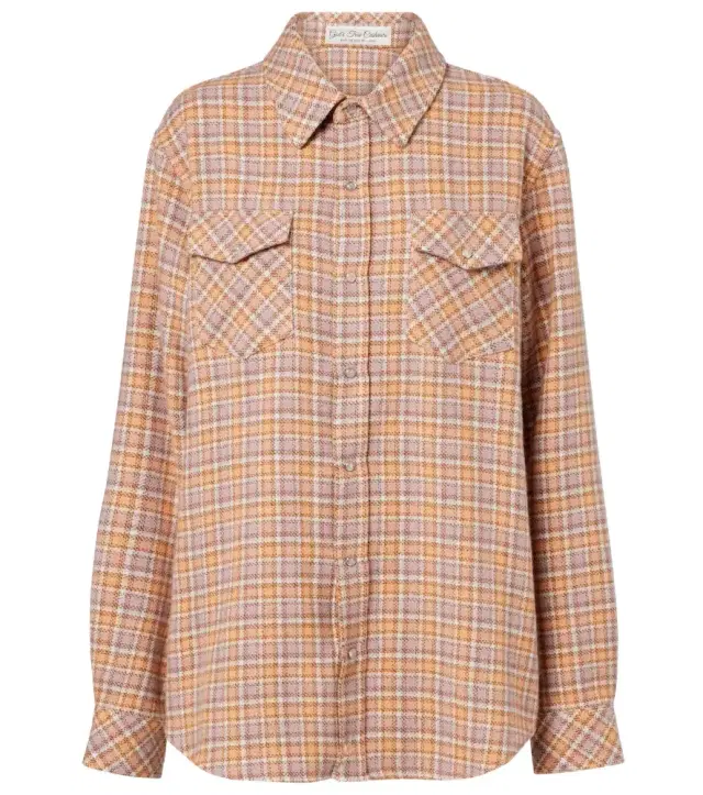 God's True Cashmere Midnight Rose plaid cashmere shirt