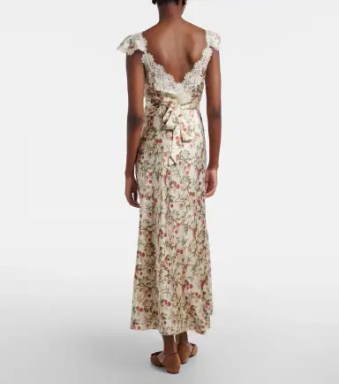 DÔEN Dôen Fiona lace-trimmed silk midi dress | Thumbnail 2