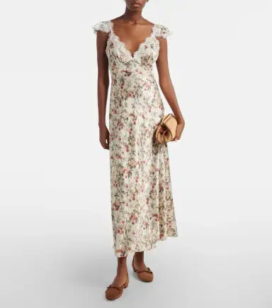 DÔEN Dôen Fiona lace-trimmed silk midi dress | Thumbnail 4