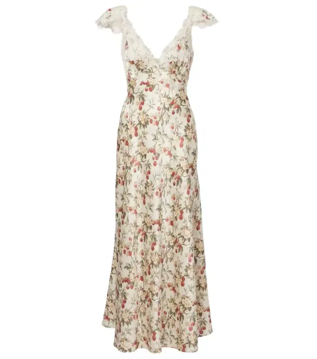 Dôen Fiona lace-trimmed silk midi dress