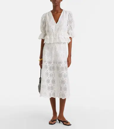 Frame The Deco broderie anglaise cotton midi skirt | Thumbnail 2