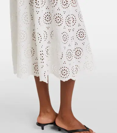 Frame The Deco broderie anglaise cotton midi skirt | Thumbnail 4