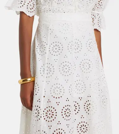 Frame The Deco broderie anglaise cotton midi skirt | Thumbnail 5