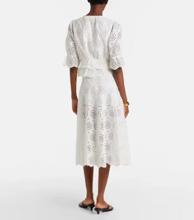 Frame The Deco broderie anglaise cotton midi skirt | Thumbnail 6
