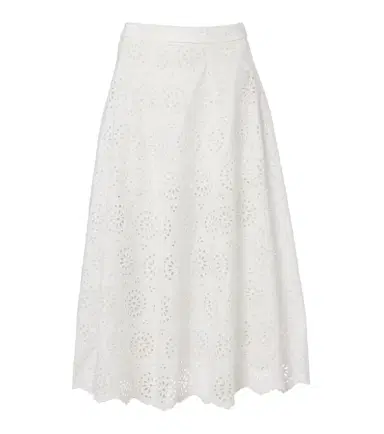 Frame The Deco broderie anglaise cotton midi skirt | Thumbnail 1