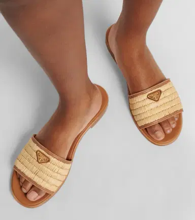 Prada Leather and raffia slides | Thumbnail 5 Prada Leather and raffia slides | Thumbnail 5