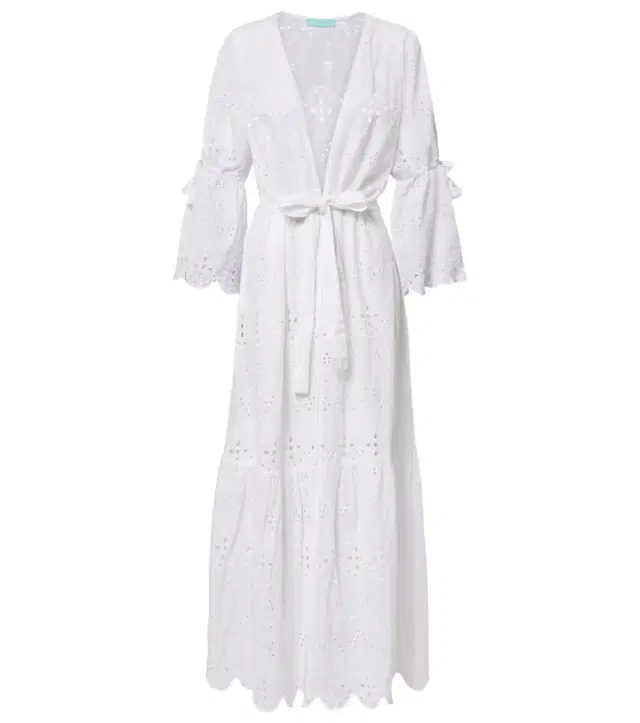 Melissa Odabash Talitha broderie anglaise belted cotton kaftan
