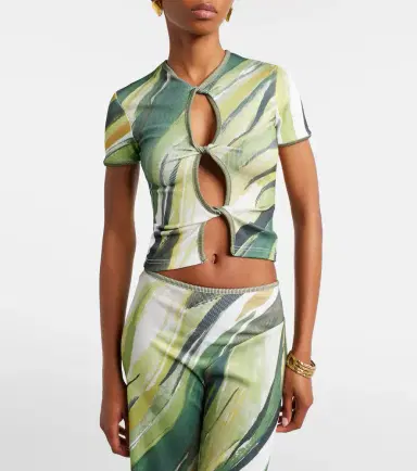 Christopher Esber Printed ribbed-knit jersey top | Thumbnail 4