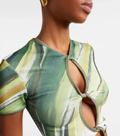Christopher Esber Printed ribbed-knit jersey top | Thumbnail 6