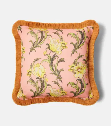 La DoubleJ Nymph Bloom floral fringed cushion | Thumbnail 2