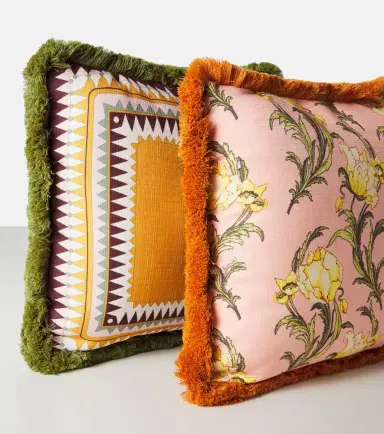 La DoubleJ Nymph Bloom floral fringed cushion | Thumbnail 4