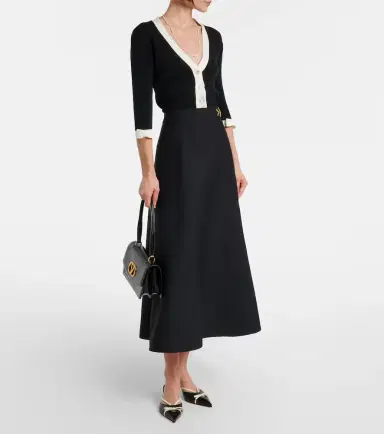 Valentino VGold Crepe Couture midi skirt | Thumbnail 2