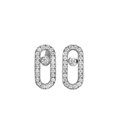 Messika Move Uno 18kt white gold earrings with diamonds | Thumbnail 1 Messika Move Uno 18kt white gold earrings with diamonds | Thumbnail 1