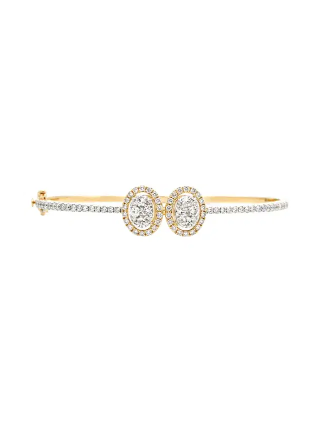 1.40ct Diamond 14K Gold Statement Bangle Bracelet