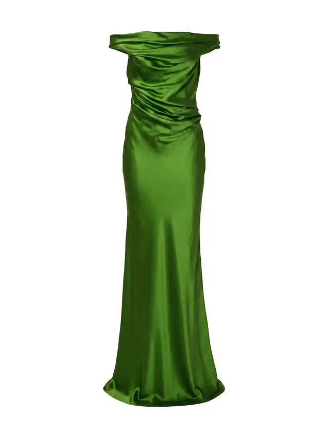 THE SEI Bardot Off-Shoulder Silk Gown