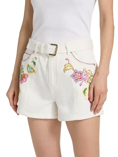 Cinq à Sept Women's Jardin Boheme Belted Ceil Shorts - Scour Multi - Size 14 | Thumbnail 3