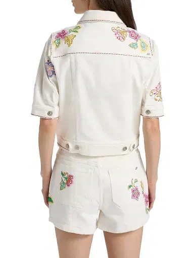 Cinq à Sept Women's Jardin Boheme Carley Denim Jacket - Scour Multi - Size XL | Thumbnail 5