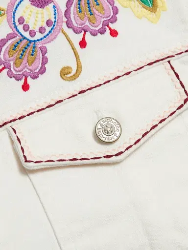 Cinq à Sept Women's Jardin Boheme Carley Denim Jacket - Scour Multi - Size XL | Thumbnail 7