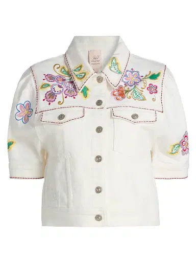 Cinq à Sept Women's Jardin Boheme Carley Denim Jacket - Scour Multi - Size XL | Thumbnail 1