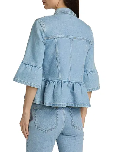 Cinq à Sept Women's Mandie Denim Peplum Crop Jacket - Mist - Size XL | Thumbnail 5