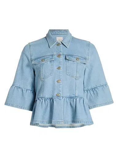 Cinq à Sept Women's Mandie Denim Peplum Crop Jacket - Mist - Size XL | Thumbnail 1