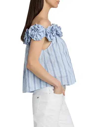 Cinq à Sept Women's Kelsey Off-The-Shoulder Striped Top - Blue Multi | Thumbnail 4