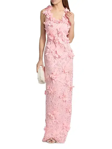 BADGLEY MISCHKA Women's Butterfly & Floral Laser-Cut Column Gown - Peony - Size 16 | Thumbnail 2 BADGLEY MISCHKA Women's Butterfly & Floral Laser-Cut Column Gown - Peony - Size 16 | Thumbnail 2