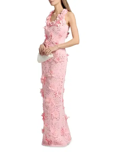 BADGLEY MISCHKA Women's Butterfly & Floral Laser-Cut Column Gown - Peony - Size 16 | Thumbnail 4 BADGLEY MISCHKA Women's Butterfly & Floral Laser-Cut Column Gown - Peony - Size 16 | Thumbnail 4