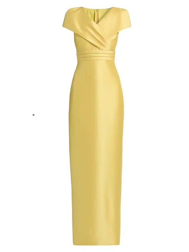 Badgley Mischka Women's Stretch Mikado Column Gown - Marigold