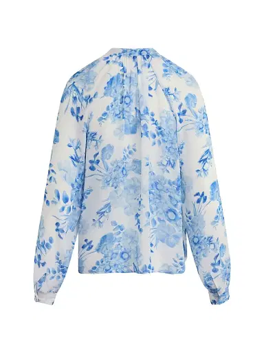 Favorite Daughter Women's The Sincerely Yours Floral Cotton-Blend Top - Blue And White Floral - Size XL | Thumbnail 3