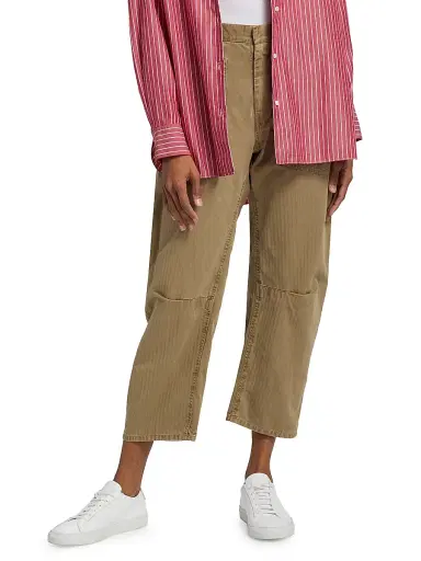 Nili Lotan Women's Shon Woven Stripe Patch Pocket Barrel Pants | Thumbnail 3 Nili Lotan Women's Shon Woven Stripe Patch Pocket Barrel Pants | Thumbnail 3