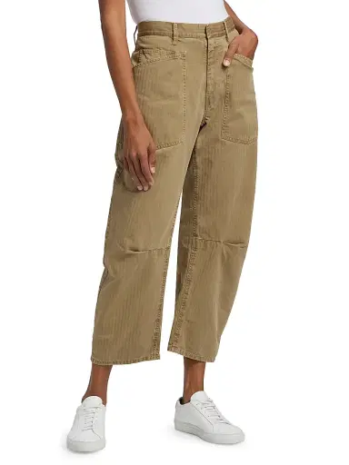 Nili Lotan Women's Shon Woven Stripe Patch Pocket Barrel Pants | Thumbnail 4 Nili Lotan Women's Shon Woven Stripe Patch Pocket Barrel Pants | Thumbnail 4