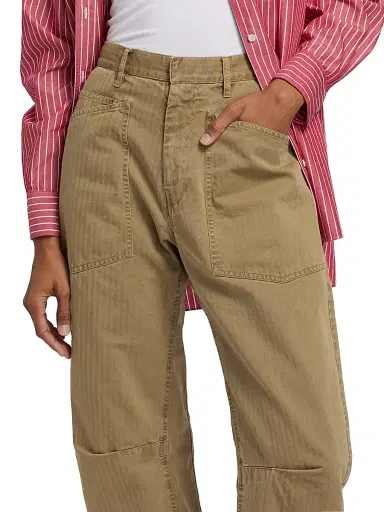 Nili Lotan Women's Shon Woven Stripe Patch Pocket Barrel Pants | Thumbnail 6 Nili Lotan Women's Shon Woven Stripe Patch Pocket Barrel Pants | Thumbnail 6