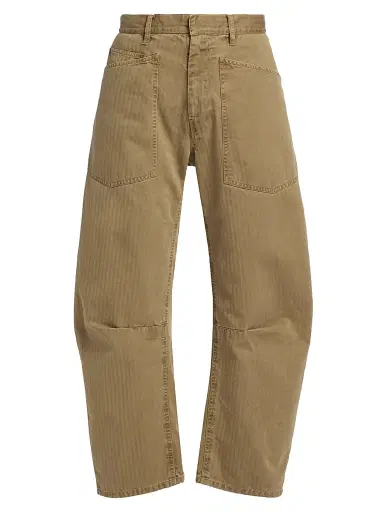 Nili Lotan Women's Shon Woven Stripe Patch Pocket Barrel Pants | Thumbnail 1 Nili Lotan Women's Shon Woven Stripe Patch Pocket Barrel Pants | Thumbnail 1