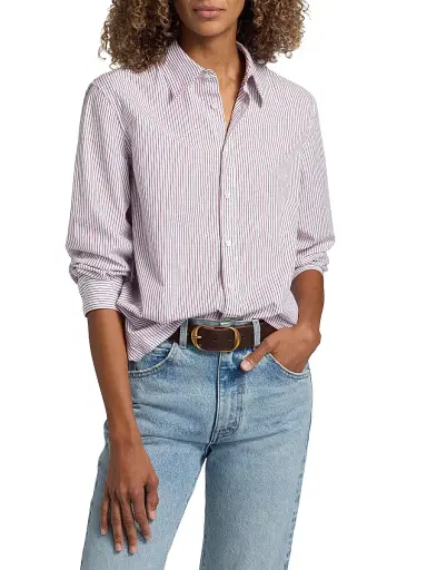 Nili Lotan Women's Raphael Striped Classic Button-Front Shirt | Thumbnail 3 Nili Lotan Women's Raphael Striped Classic Button-Front Shirt | Thumbnail 3
