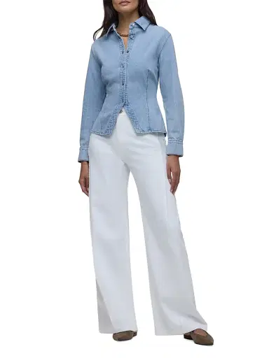 Hudson Jeans Women's Split Hem Button-Front Denim Shirt - Pools - Size XS | Thumbnail 2