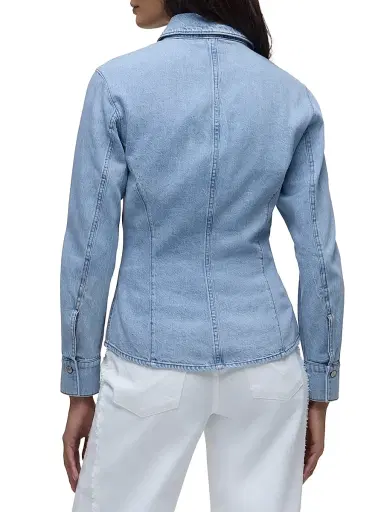 Hudson Jeans Women's Split Hem Button-Front Denim Shirt - Pools - Size XS | Thumbnail 6