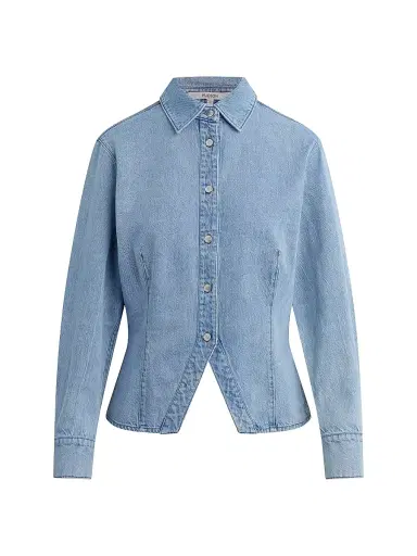 Hudson Jeans Women's Split Hem Button-Front Denim Shirt - Pools - Size XS | Thumbnail 1