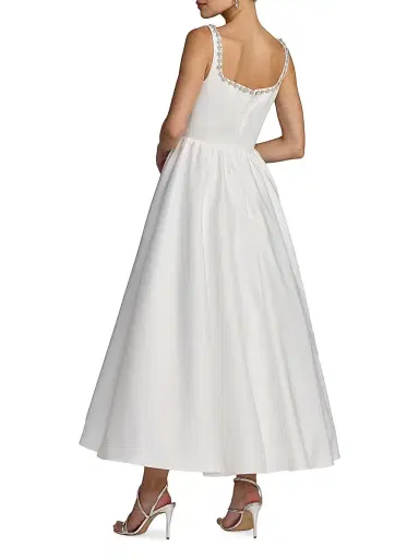 Mac Duggal Women's Beaded Satin A-Line Midi-Dress | Thumbnail 2 Mac Duggal Women's Beaded Satin A-Line Midi-Dress | Thumbnail 2
