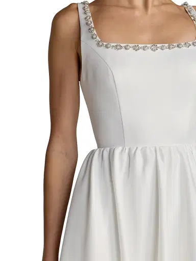 Mac Duggal Women's Beaded Satin A-Line Midi-Dress - Ivory - Size 14 | Thumbnail 3